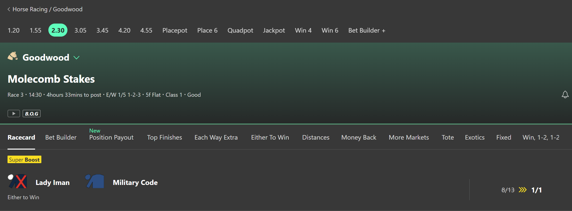 Molecomb Stakes Price Boost bet365